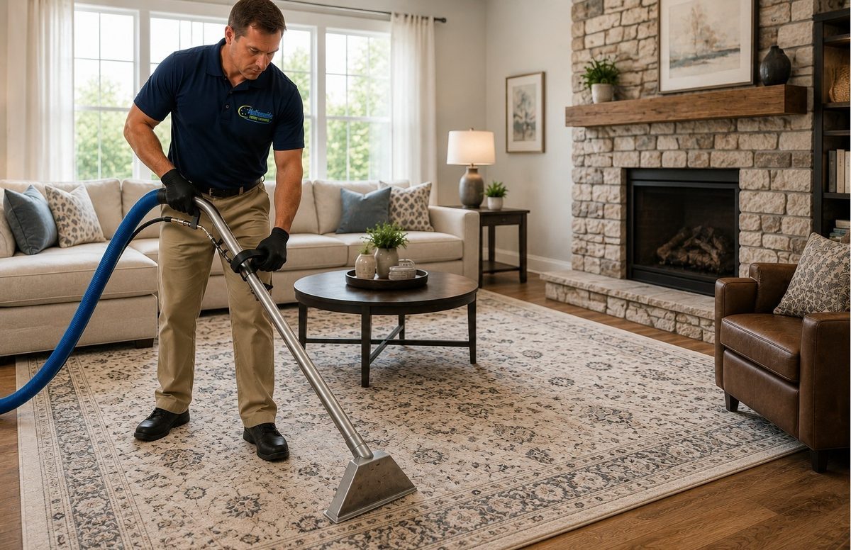 Nationwide Carpet Cleaning truck-mount servicing a home in Greenacres, FL